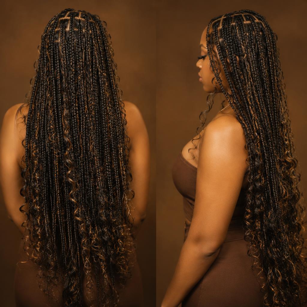 Boho knotless braids
