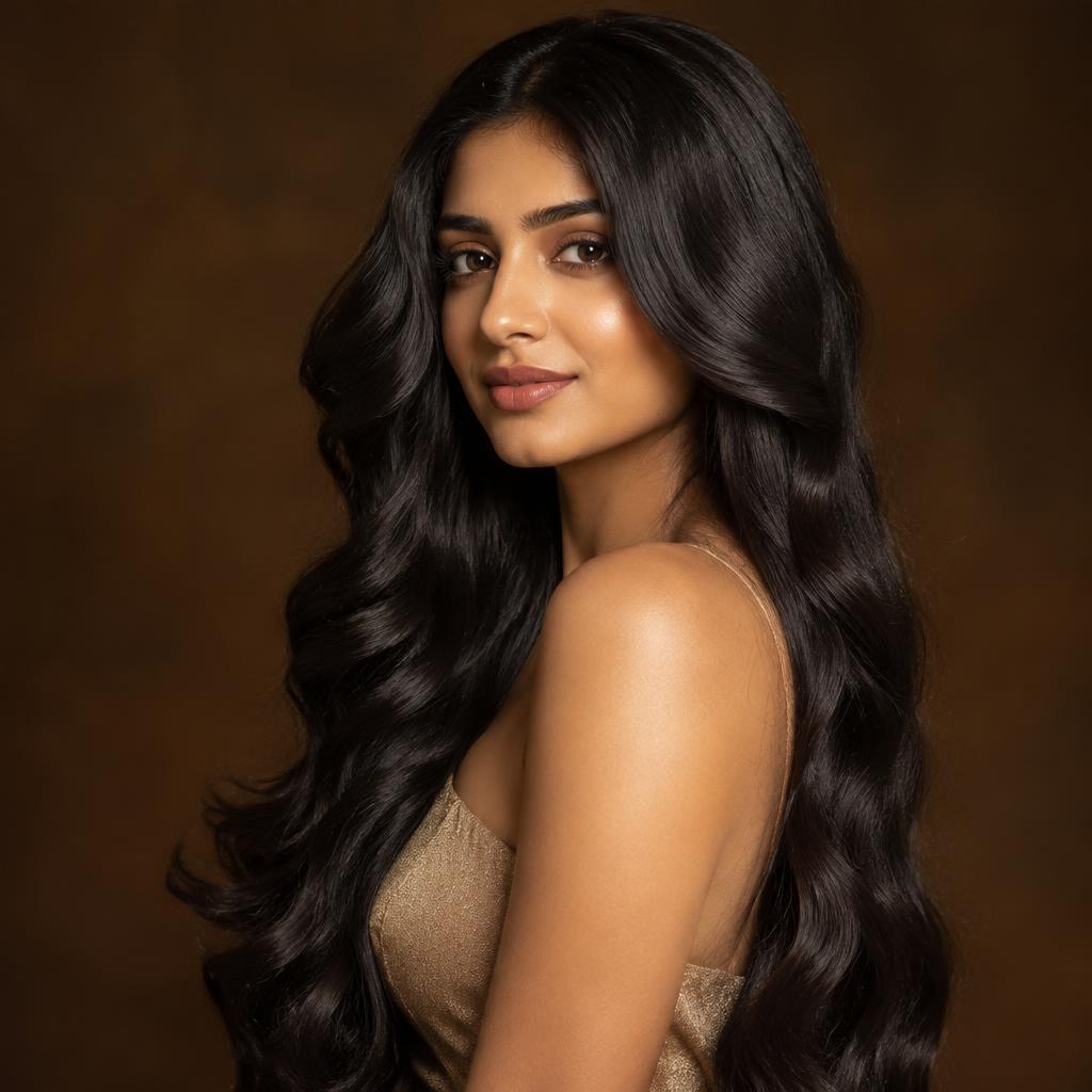 Glossy jet black waves